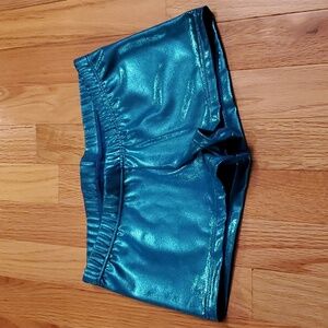 Balera Teal Metallic Dance Shorts Small Adult